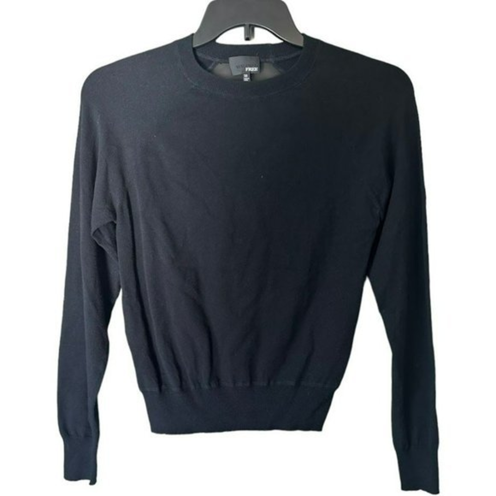 Aritzia Wilfred Free Black Sheer Back Pullover Crewneck Sweater Womens XS‎